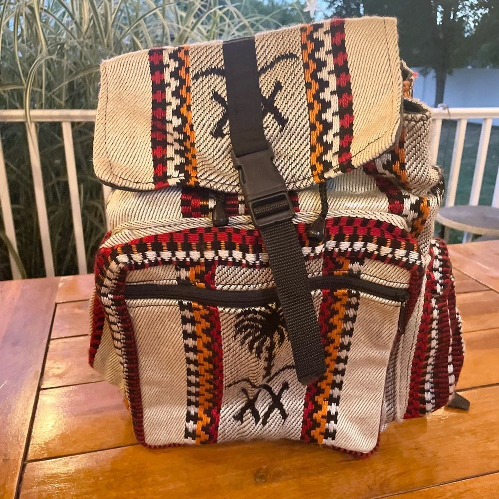 Vintage Boho Drug Rug Hippie Dessert Pattern Back Pack